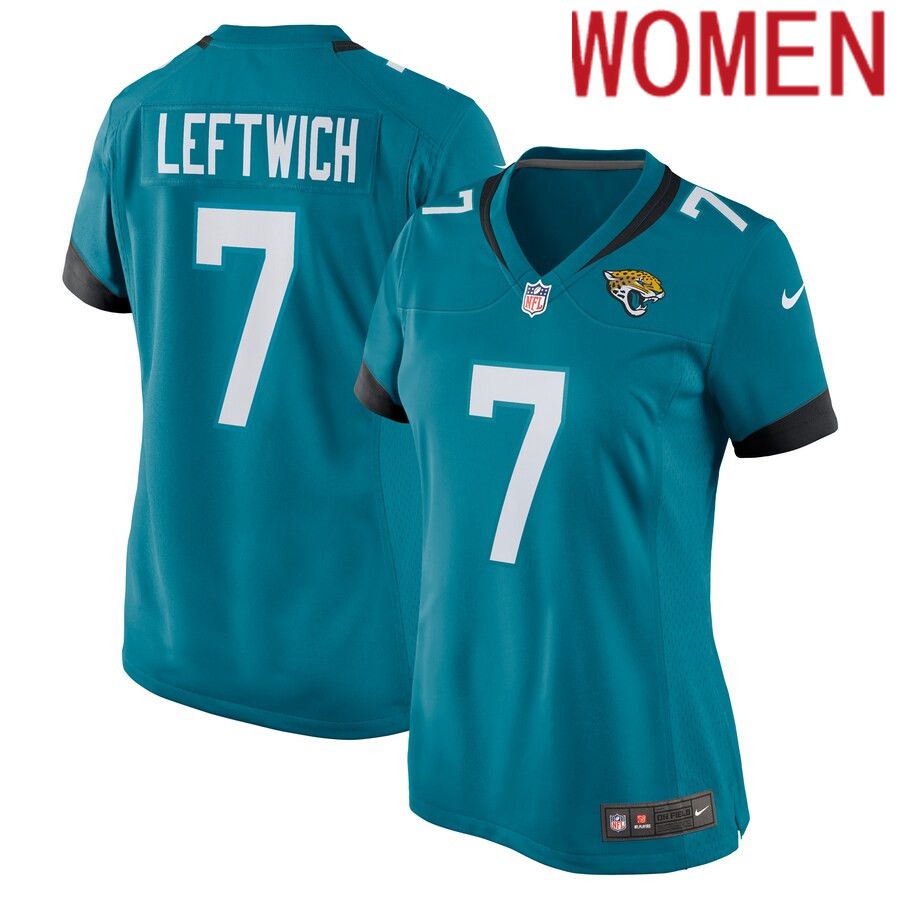 Women Jacksonville Jaguars 7 Byron Leftwich Nike Teal Retired Player Game NFL Jersey